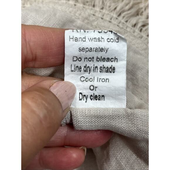 Valentina Naldi 100% Linen Tank Top Tunic Beige Womens Large Boho Beachy Flowy - Picture 6 of 8